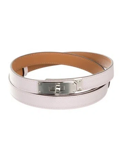 Pre-owned Hermes 18 Mm Epsom Leather Kelly Belt In Pink