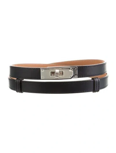 Pre-owned Hermes 18 Mm Leather Kelly Belt In Black