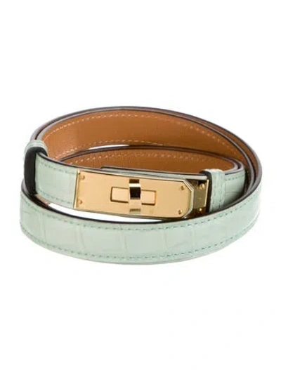 Pre-owned Hermes 18 Mm Matte Alligator Kelly Belt W/ Tags In Green