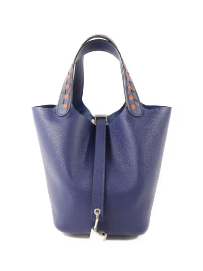 Pre-owned Hermes 18 Picotin Lock Epsom-leather Tote Bag In Blue