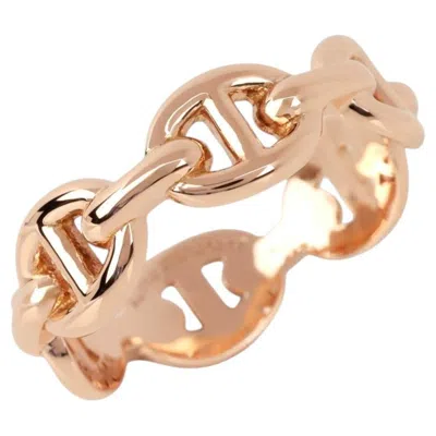 Pre-owned Hermes Hermès 18ct Rose Gold Chaine D'ancre Enchainee Small Ring In Red