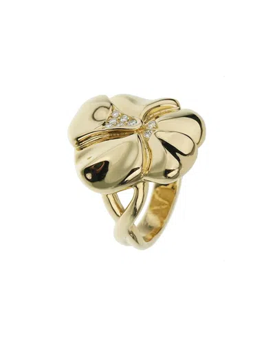 Pre-owned Hermes Hermès 18k 0.12 Ct. Tw. Diamond Flower Ring (authentic Pre-loved)