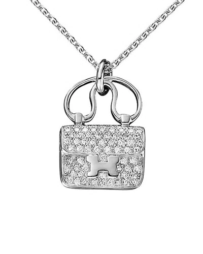 Pre-owned Hermes Hermès 18k 0.29 Ct. Tw. Diamond Constance Charm Pendant Necklace (authentic Pre-loved)