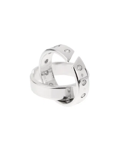 Pre-owned Hermes Hermès 18k 0.40 Ct. Tw. Diamond Double Band Cocktail Ring (authentic Pre-loved)