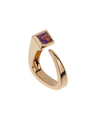 Pre-owned Hermes Hermès 18k 0.50 Ct. Tw. Amethyst Nail Cocktail Ring (authentic Pre-loved)