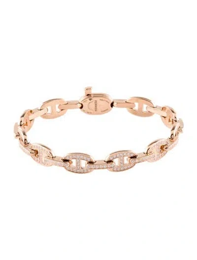 Pre-owned Hermes 18k 1.64ctw Diamond Chaîne D'ancre Enchainee Link Bracelet, 6.5" In Multi