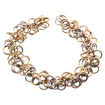 Pre-owned Hermes Hermès 18k 3 Color Gold Small Circle Link Bracelet In Multi