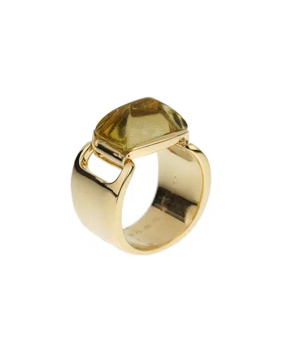 Pre-owned Hermes Hermès 18k 5.00 Ct. Tw. Lemon Quartz Cocktail Ring (authentic Pre-loved)