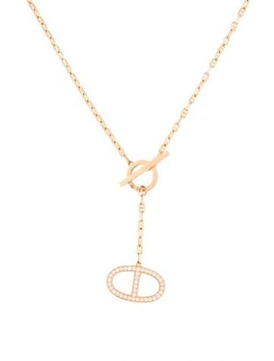 Pre-owned Hermes 18k Chaîne D'ancre Contour Lavalier Necklace, Large Model, 15" In Multicolor
