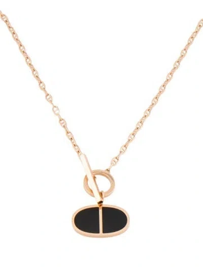 Pre-owned Hermes 18k Chaine D'ancre Verso Pendant Necklace, .75" In Multi