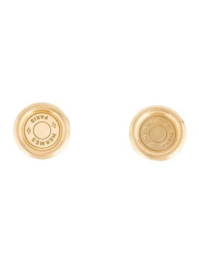 Pre-owned Hermes 18k Clou De Selle Stud Earrings In Multi