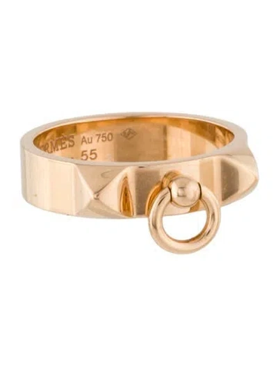 Pre-owned Hermes 18k Collier De Chien Ring, Small Model In Multi