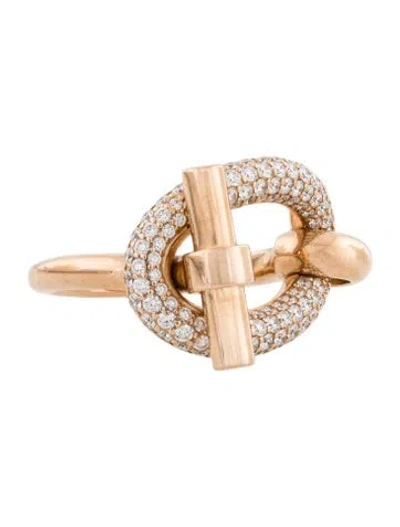 Pre-owned Hermes 18k Diamond Adage Cocktail Ring In Multi