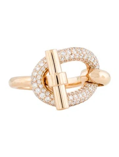 Pre-owned Hermes 18k Diamond Adage Cocktail Ring In Multi
