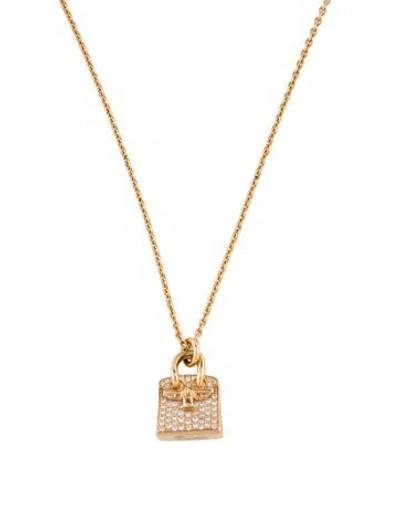 Pre-owned Hermes 18k Diamond Amulettes Birkin Pendant Necklace, 16" In Multi