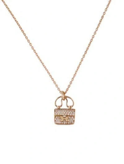 Pre-owned Hermes 18k Diamond Amulettes Constance Pendant Necklace, 15.75" In Multi