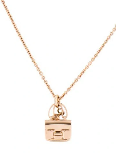 Pre-owned Hermes 18k Diamond Amulettes Constance Pendant Necklace, 15.75" In Multicolor