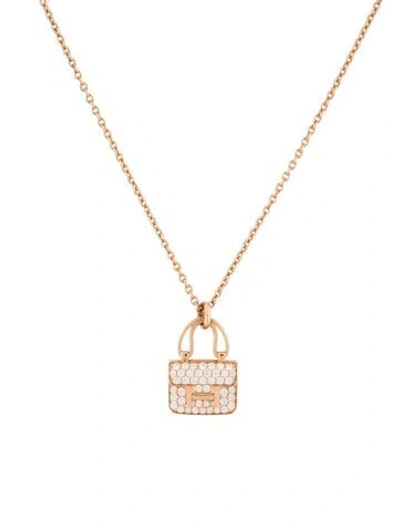 Pre-owned Hermes 18k Diamond Amulettes Constance Pendant Necklace, 16" In Multi