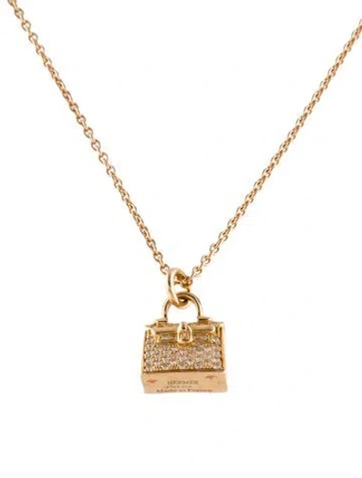 Pre-owned Hermes 18k Diamond Amulettes Kelly Pendant Necklace, 15.5" In Multi