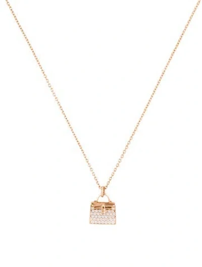 Pre-owned Hermes 18k Diamond Amulettes Kelly Pendant Necklace, 16" In Multi