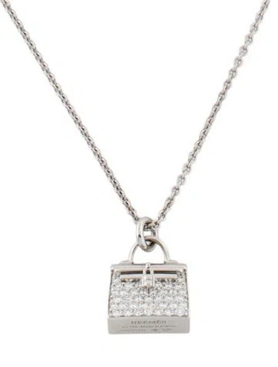 Pre-owned Hermes 18k Diamond Amulettes Kelly Pendant Necklace, 16" In Multi