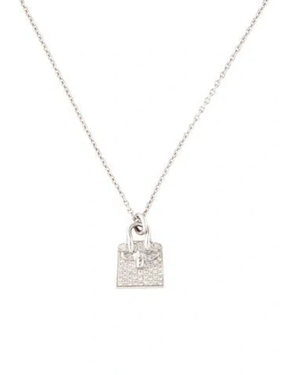 Pre-owned Hermes 18k Diamond Birkin Amulettes Pendant Necklace, 16" In Multi