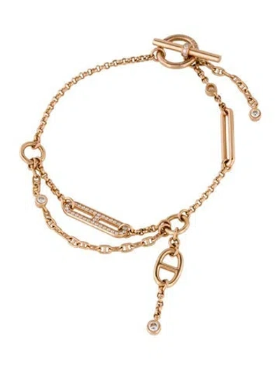 Pre-owned Hermes 18k Diamond Chaine D'ancre Chaos Bracelet, 6" In Multi