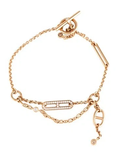 Pre-owned Hermes 18k Diamond Chaine D'ancre Chaos Bracelet, 6" In Multi