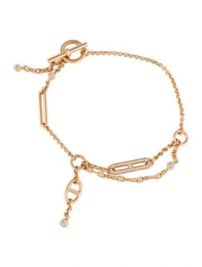 Pre-owned Hermes 18k Diamond Chaine D'ancre Chaos Bracelet, 7" In Multi