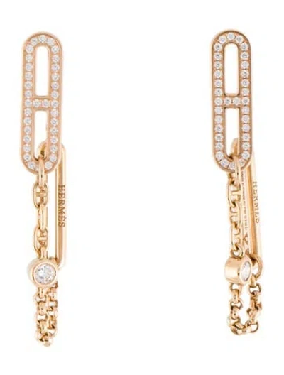 Pre-owned Hermes 18k Diamond Chaine D'ancre Chaos Earrings In Multi