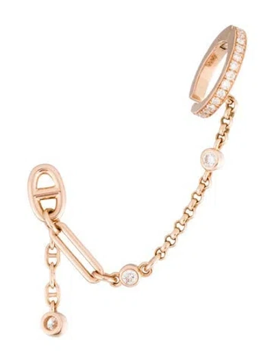 Pre-owned Hermes 18k Diamond Chaine D'ancre Chaos Left Single Earring In Multi