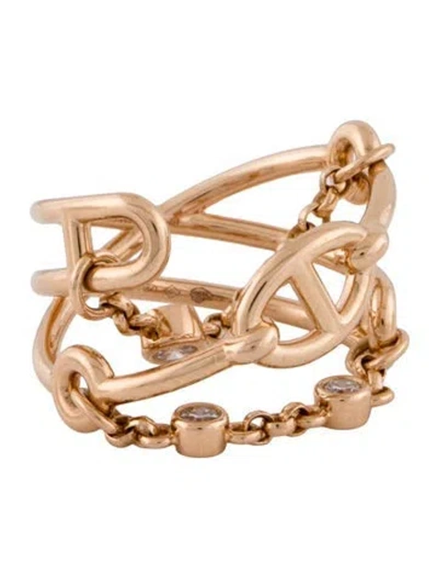 Pre-owned Hermes 18k Diamond Chaine D'ancre Chaos Ring, Medium Model In Multi