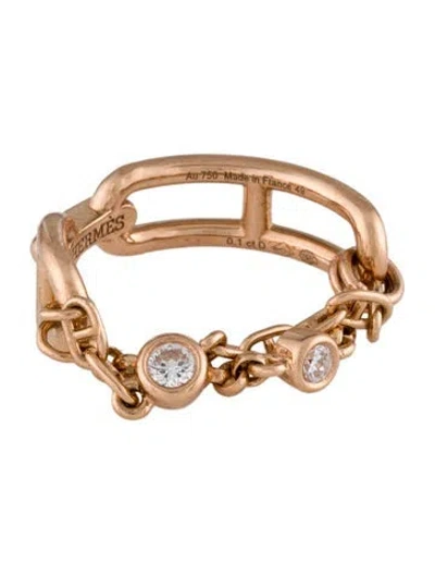 Pre-owned Hermes 18k Diamond Chaine D'ancre Chaos Ring, Small Model In Multi