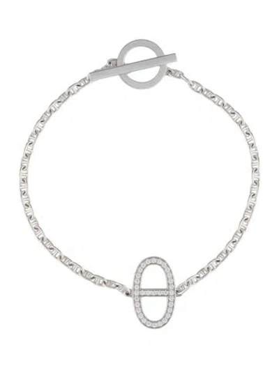 Pre-owned Hermes 18k Diamond Chaine D'ancre Contour Bracelet, 6.25" In Multicolor