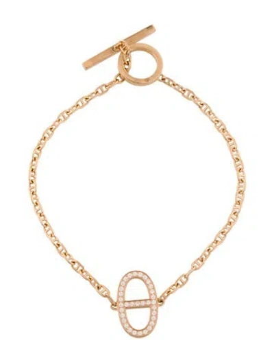 Pre-owned Hermes 18k Diamond Chaine D'ancre Contour Bracelet, 6.5", 6.5" In Multi