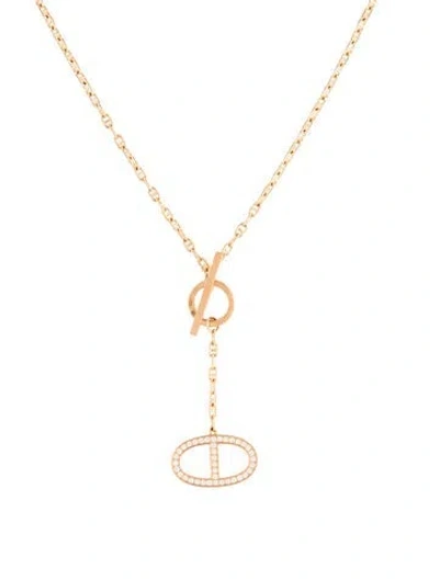 Pre-owned Hermes 18k Diamond Chaine D'ancre Contour Pendant Necklace, Large Model, 17.25" In Multicolor