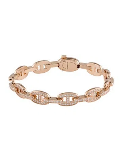 Pre-owned Hermes 18k Diamond Chaine D'ancre Enchainee Link Bracelet, 6.75" In Multi