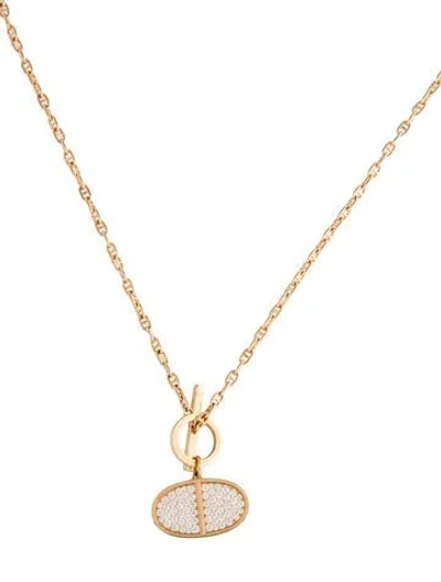 Pre-owned Hermes 18k Diamond Chaine D'ancre Pendant Necklace, 16" In Multi