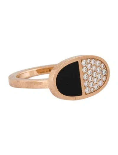Pre-owned Hermes 18k Diamond Chaine D'ancre Verso Ring In Black