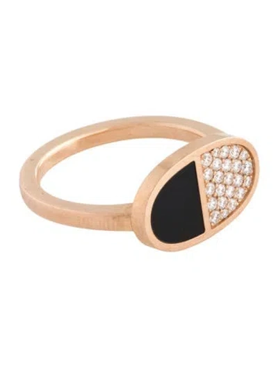 Pre-owned Hermes 18k Diamond Chaine D'ancre Verso Ring, Small Model In Black
