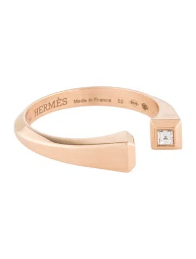 Pre-owned Hermes 18k Diamond Clou De Forge Ring, Small Model In Multi
