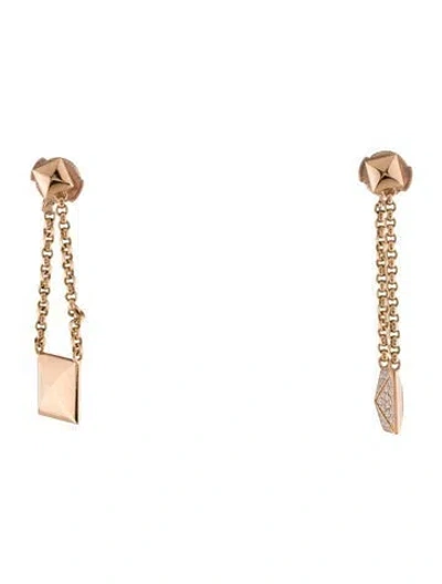 Pre-owned Hermes 18k Diamond Clou D'h Dangle Earrings In Multi