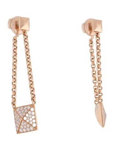 Pre-owned Hermes 18k Diamond Clou D'h Dangle Earrings In Multicolor