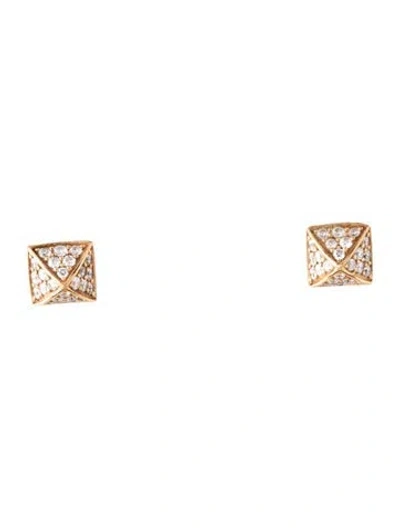 Pre-owned Hermes 18k Diamond Clou D'h Earrings In Multicolor