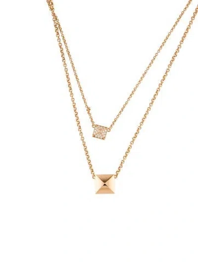 Pre-owned Hermes 18k Diamond Clou D'h Pendant Necklace, 17" In Multi