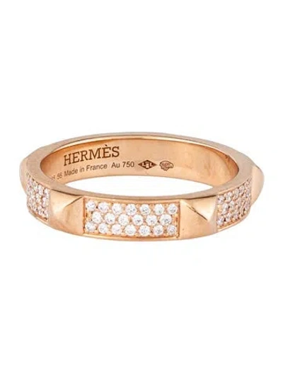 Pre-owned Hermes 18k Diamond Clou D'h Ring In Multicolor