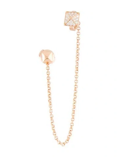 Pre-owned Hermes 18k Diamond Clou D'h Single Cuff Earring In Multi
