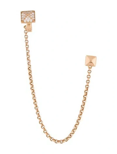 Pre-owned Hermes 18k Diamond Clou D'h Single Cuff Earring In Multi