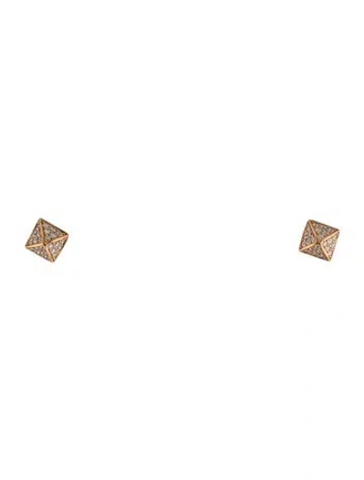 Pre-owned Hermes 18k Diamond Clou D'h Stud Earrings In Multi