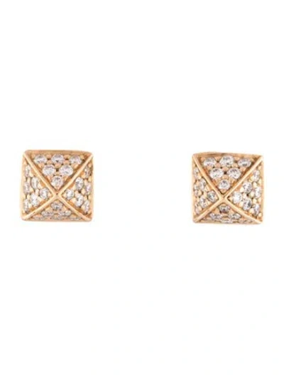 Pre-owned Hermes 18k Diamond Clou D'h Stud Earrings In Multicolor